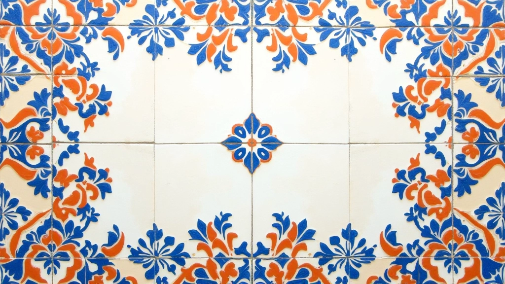 Paleta de cores mediterrânicas com azulejos portugueses