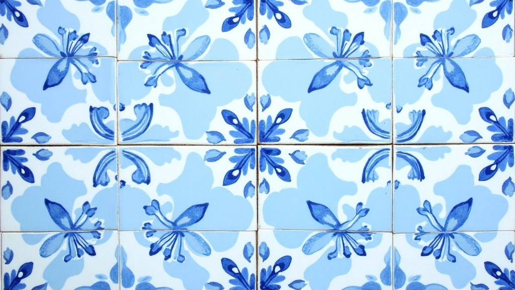Detalhe de azulejos portugueses tradicionais com padrões geométricos e cores autênticas