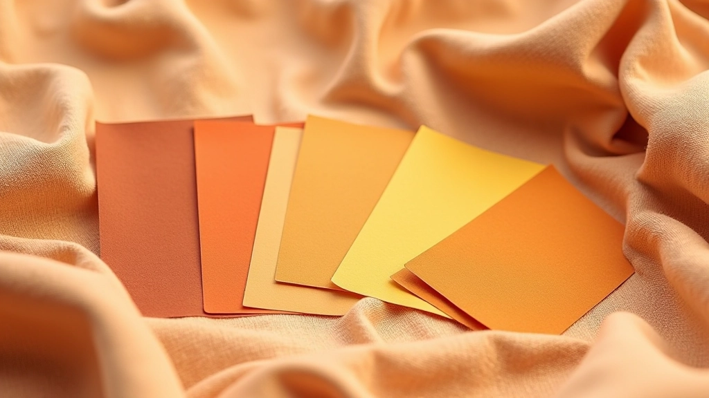 Amostras de cores quentes incluindo terracota, ocre e tons dourados em harmonia
